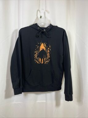 Vintage Y2K DELTA FLEECE Mothman Booty  Popcorn Punk Hoodie Sweatshirt Black XL